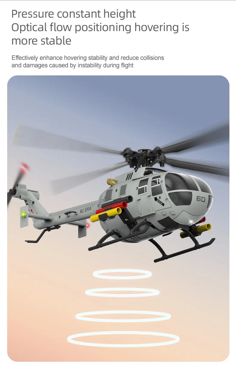 RC ERA C186S Remote Control Helicopter Six-Pass Simulation Brushless Flight Model BO105 Optical Flow Positioning Boy Toy Gift