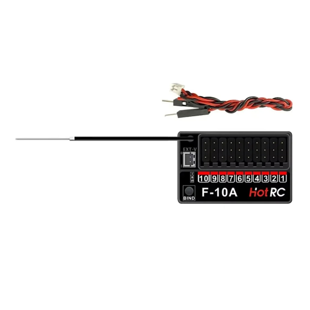 HotRC CT-10B 10CH 2.4G Color Screen Transmitter 10 Channel Remote Control F-10A F-01A 4/6/8/10CH Gyro Receiver for RC Car Boat