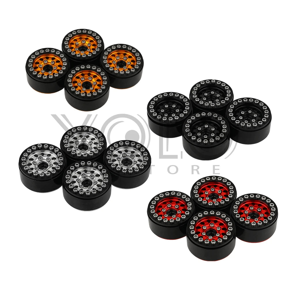 4PCS 1.0 Inch Aluminum Alloy Beadlock Wheel Hub Rims For RC Crawler Car Axial 1/24 SCX24 AX24 1/18 TRX4M Wheels Upgrade Parts
