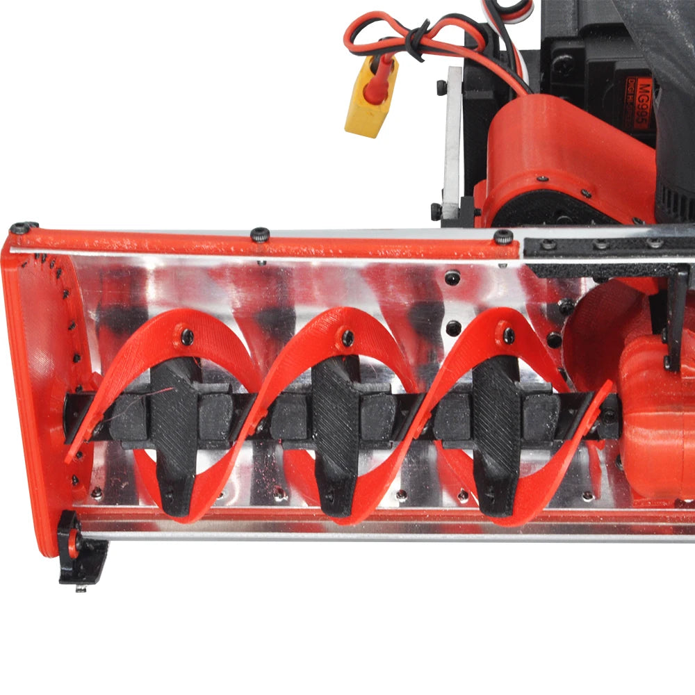 RC Metal Snowplow with 3D Printed Snow Blower Snow Shovel Lift Turbine Blows Snow for RC Crawler Car Tamiya Truck Bulldozer Car