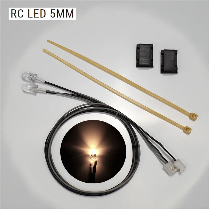 LED 3mm 5mm PH2.0 Plug Light Lamp Beads for 1/10 RC Crawler Car TRX4 Defender 1/14 Tamiya RC Truck SCANIA 770S VOLVO BENZ MAN
