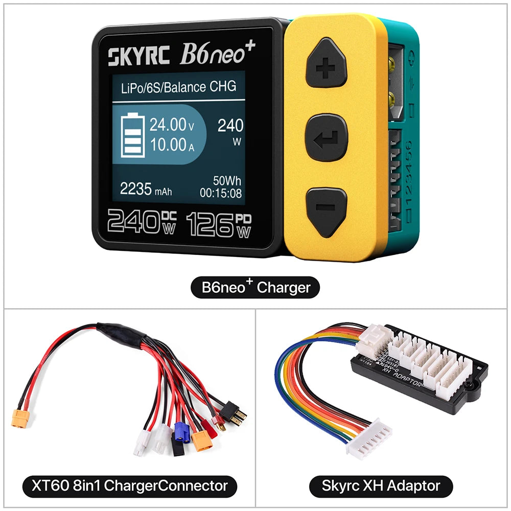 SKYRC B6neo+ Smart Charger High Power DC240W PD126W Multilanguage Balance Charger 600mA XT60/Type-C /PSA100 Power Adapter