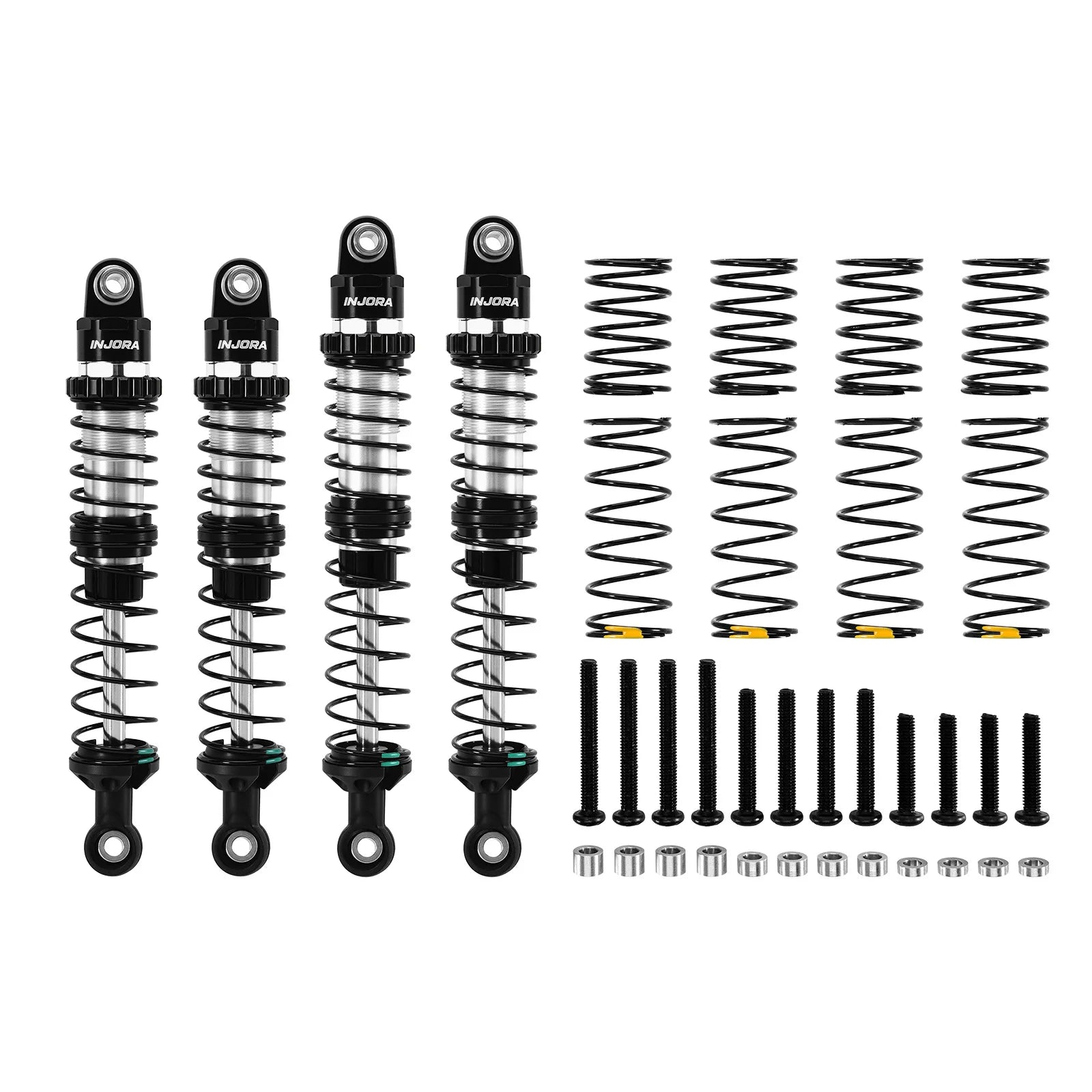 INJORA DRX Dual-Rate Spring Oil Shocks for 1/10 RC Crawlers, 80mm / 90mm / 100mm / 110mm / 120mm