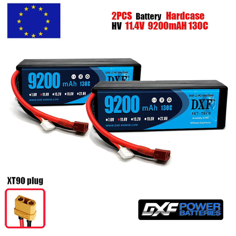 2PCS DXF battery 3S Lipo 11.1V 11.4V 5200mah 6200mah 7200mah 8000mah 9200mah 6750mah 80C 100C 130C with EC5 XT90 T for RC Car