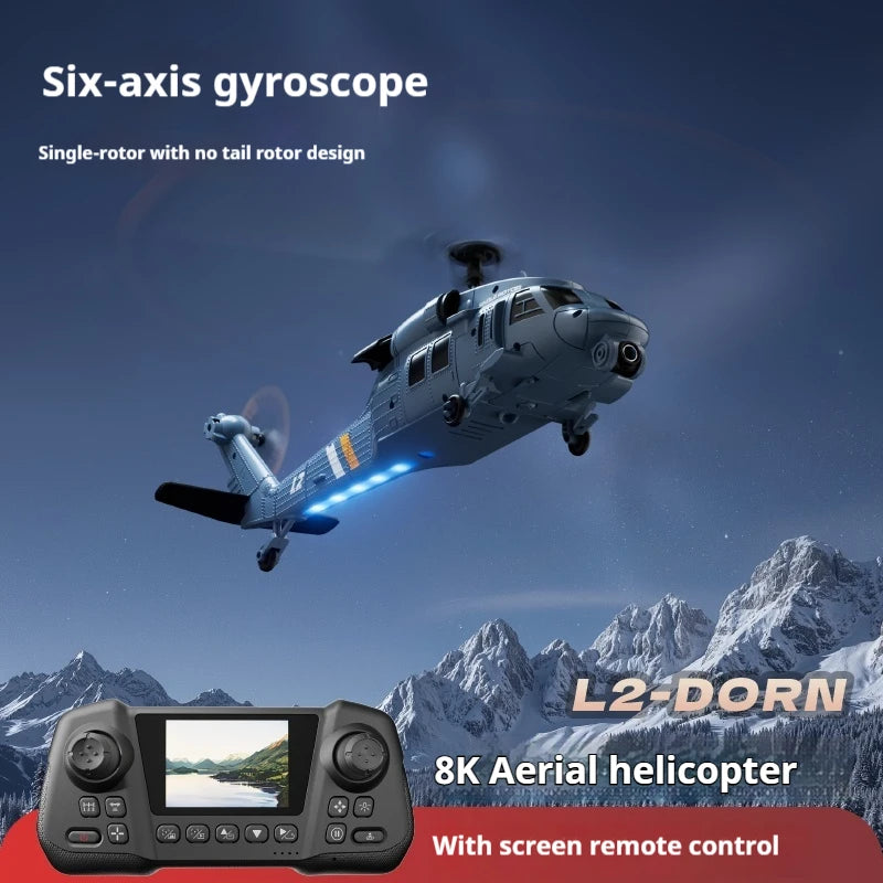 4DRC L2 Apache Military Remote Control Helicopter 6 Axis Gyro Single Rotor 8K Aerial Optical Flow With Screen Remote Boys Gift