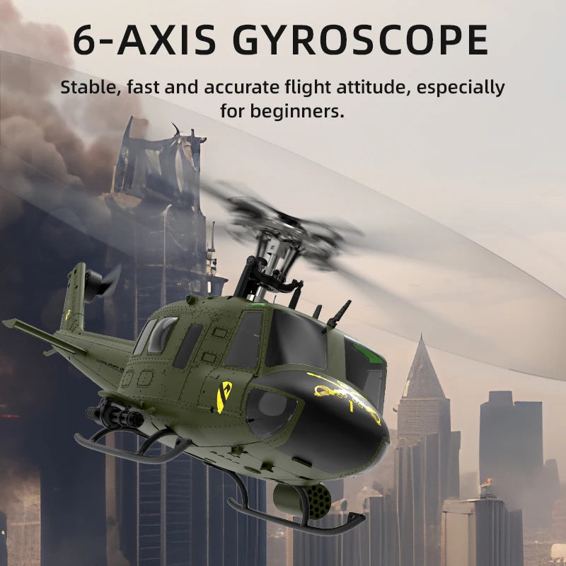 Eachine E190 PRO UH-1 6-Channel RC Helicopter Brushless Motor GPS Hold Altitude Scale Military Green Sealed Box