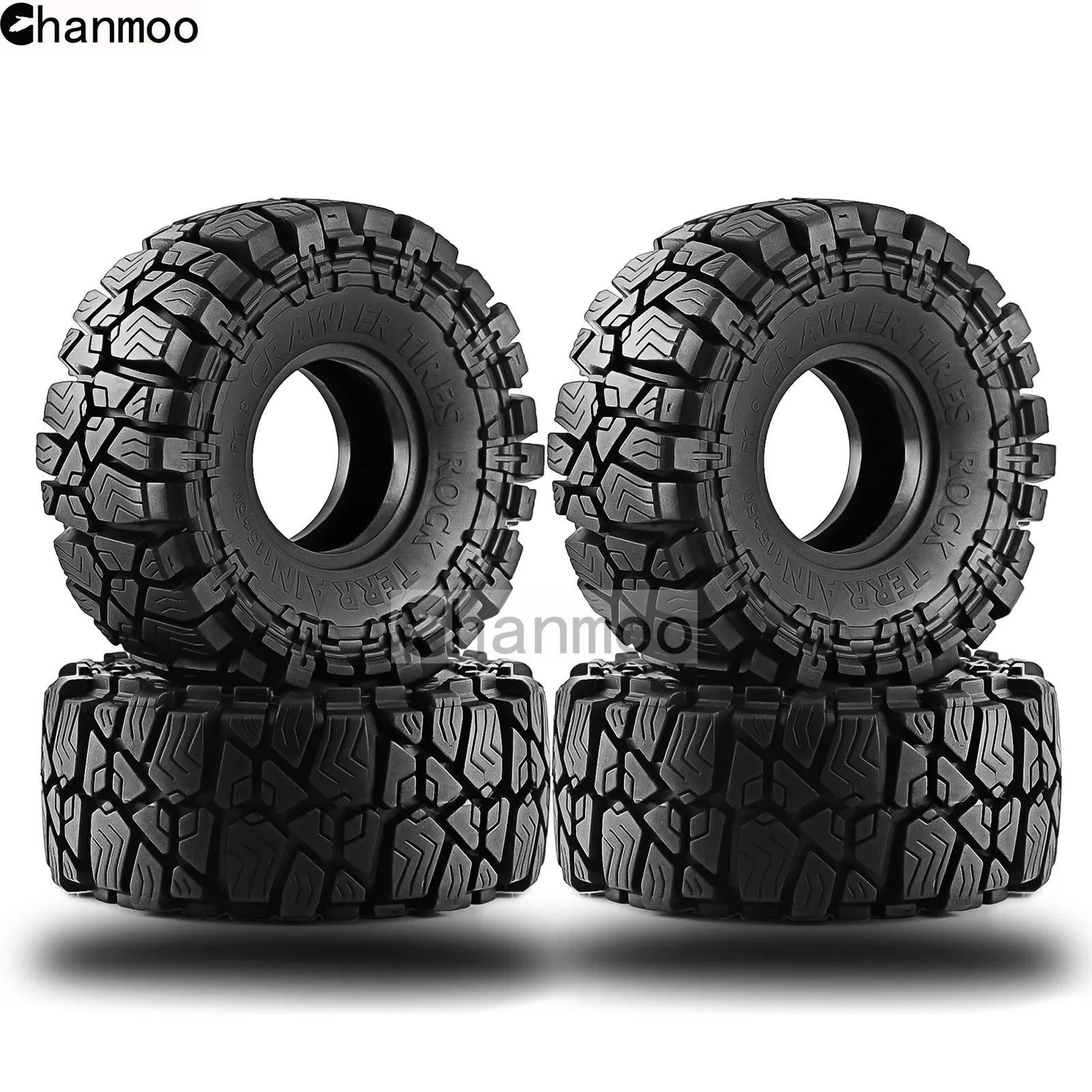 1.9in Crawler Tires Rock Wheels Mud Tyre for 1/10 Scale RC Car Axial Traxxas SCX10 II III TRX4 RC4WD D90 YK4102 Gen8 Redcat