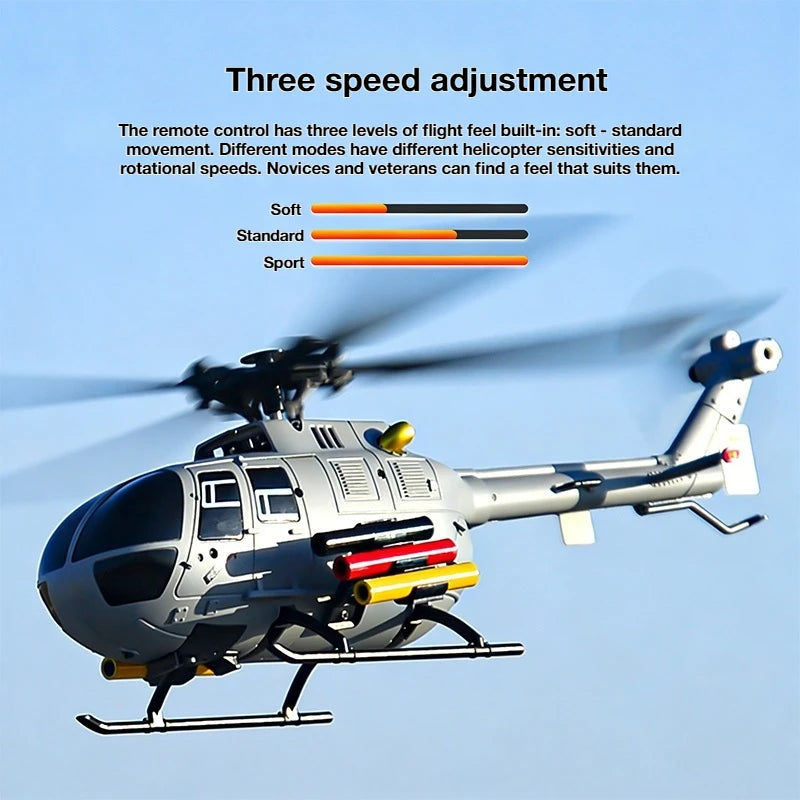 RC ERA C186S Remote Control Helicopter Six-Pass Simulation Brushless Flight Model BO105 Optical Flow Positioning Boy Toy Gift