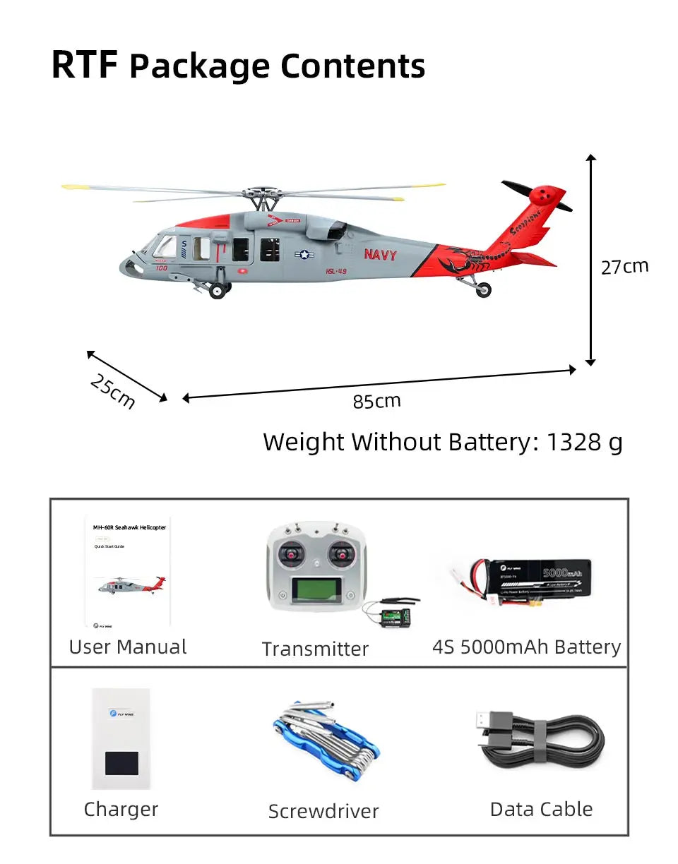 FLYWING MH-60 R Seahawk RC Helicopter LED light ACE ATT MH60R GPS helicopter MH60 rc helicopter 470 size MH60 Scale Helicopter