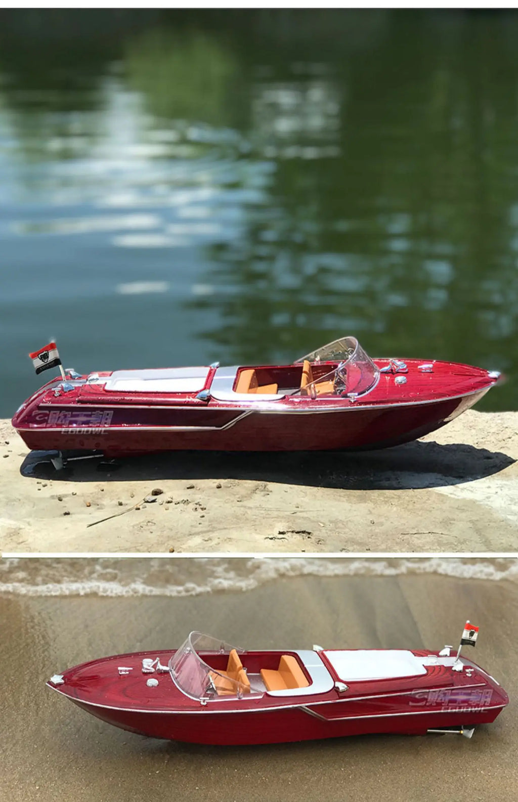 Remote Control Boat Retro Speed Boat High Horsepower Electric Yacht Cruise Model Racing Boat Boy Water Classic Toy