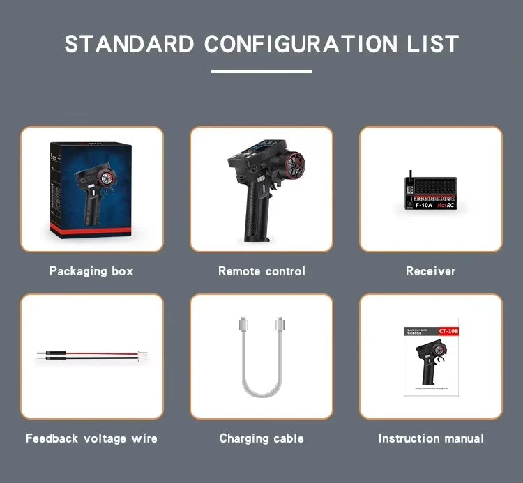 HotRC-Remote Control CT-10B 10-Channels, 2.4GHz Transmitter Controller for Climbing, Drifting Vehicle, RC Cars, Aircraft,
