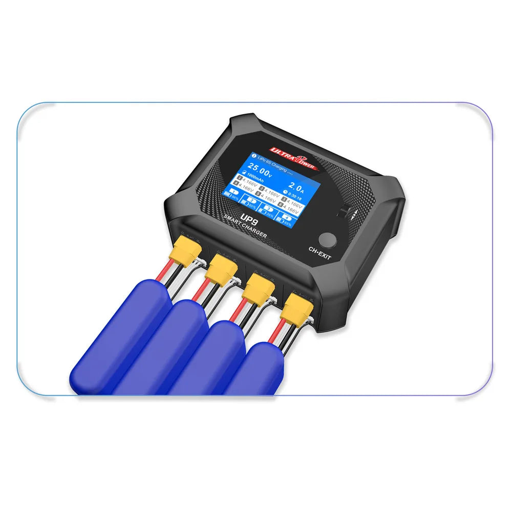 UltraPower UP9 Smart Blance Charger Discharger AC 100W DC 200W LCD 4Ch Charger for 1-6S LiPo/LiHV/LiIon/LiFe Battery RC Model