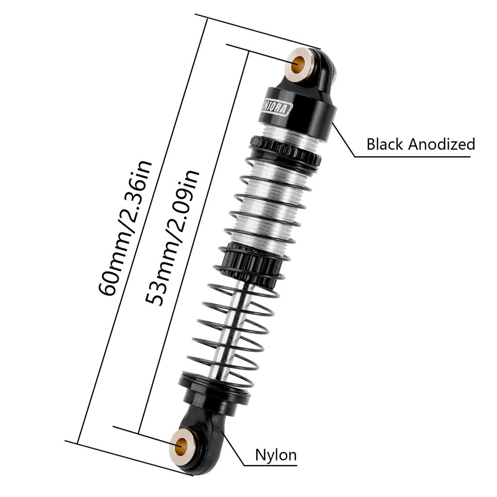 INJORA 53MM 59MM Threaded Shocks for 1/18 Redcat Ascent18 HPI Venture18