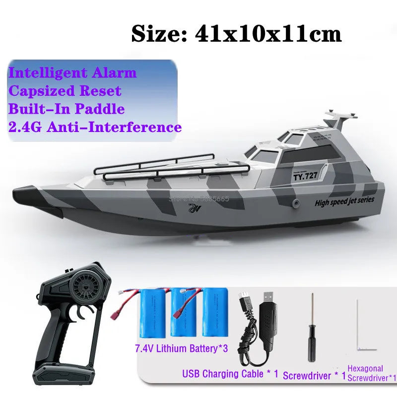 Summer 40KM/H High-Speed RC SpeedBoat Boat Model 200M Waterproof Capsized Reset Low Battery Alarm Electric Remote Control Boat