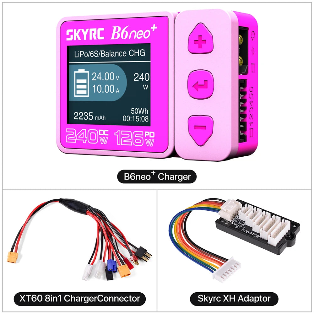 SKYRC B6neo+ Smart Charger High Power DC240W PD126W Multilanguage Balance Charger 600mA XT60/Type-C /PSA100 Power Adapter