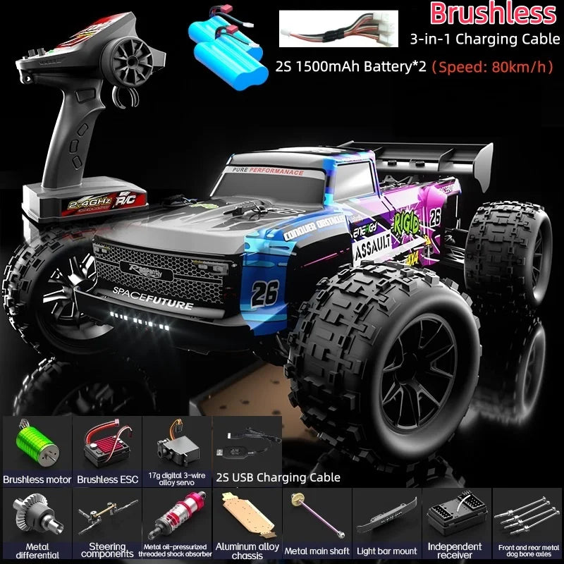 90KM/H High Speed Brushless Four-Wheel Drive Remote Control Car Off-road Vehicle RC Drift Racing With Lights RC Car Adult Toys