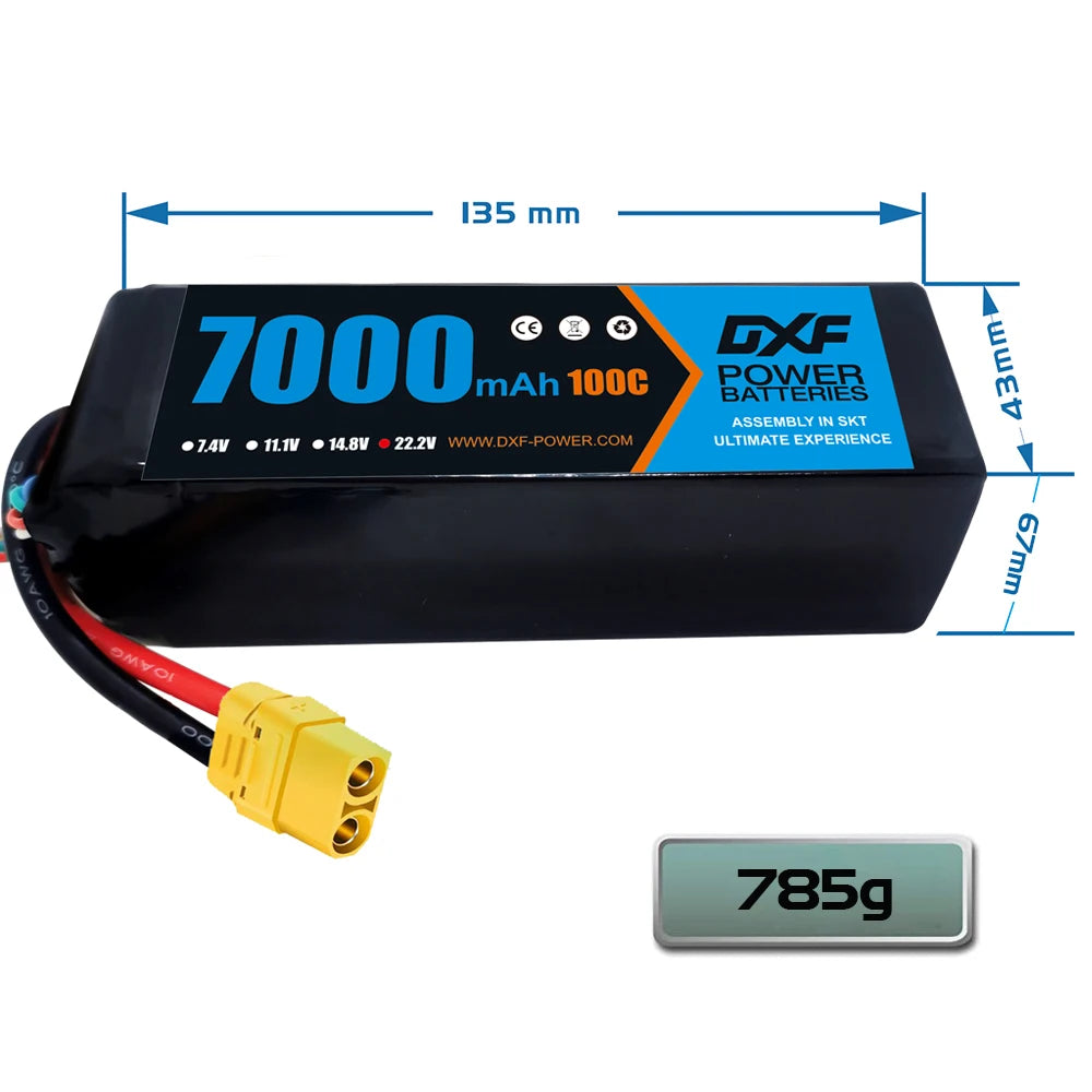 DXF 6S Lipo 22.2V 7000mAh 10000mAh 5200mAh Softcase Battery with XT60 EC5 XT90 for Car Truck Tank RC Buggy Truggy Racing Hobby