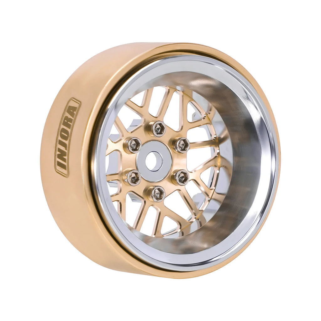 INJORA ModuWheel 1.3" Brass & Aluminum Beadlock Wheels, Negative Offset, for 1/18 1/24 RC Crawlers