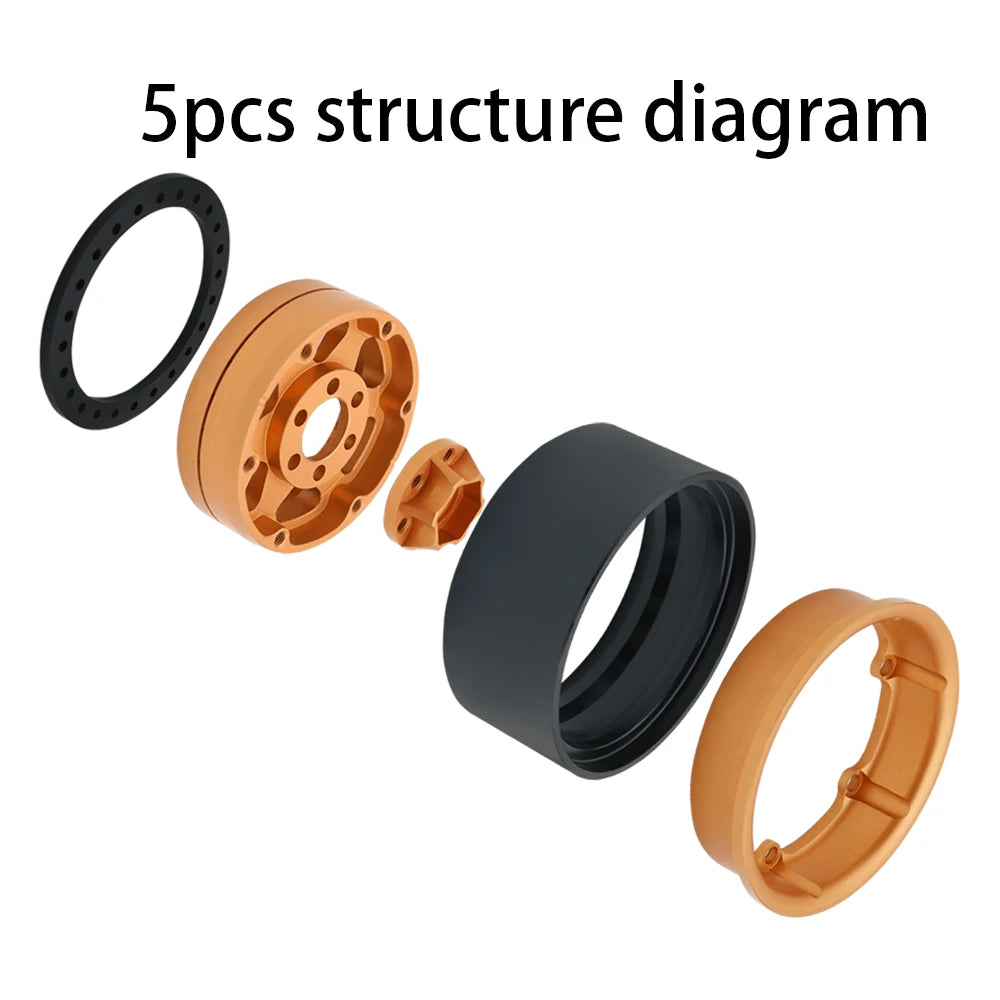 Metal 6 Spokes 1.9 Inch Beadlock Wheel Hub Rim for 1/10 RC Crawler Axial RBX10 SCX10 90046 Capra 1.9 UTB TRX4 RedCat D90