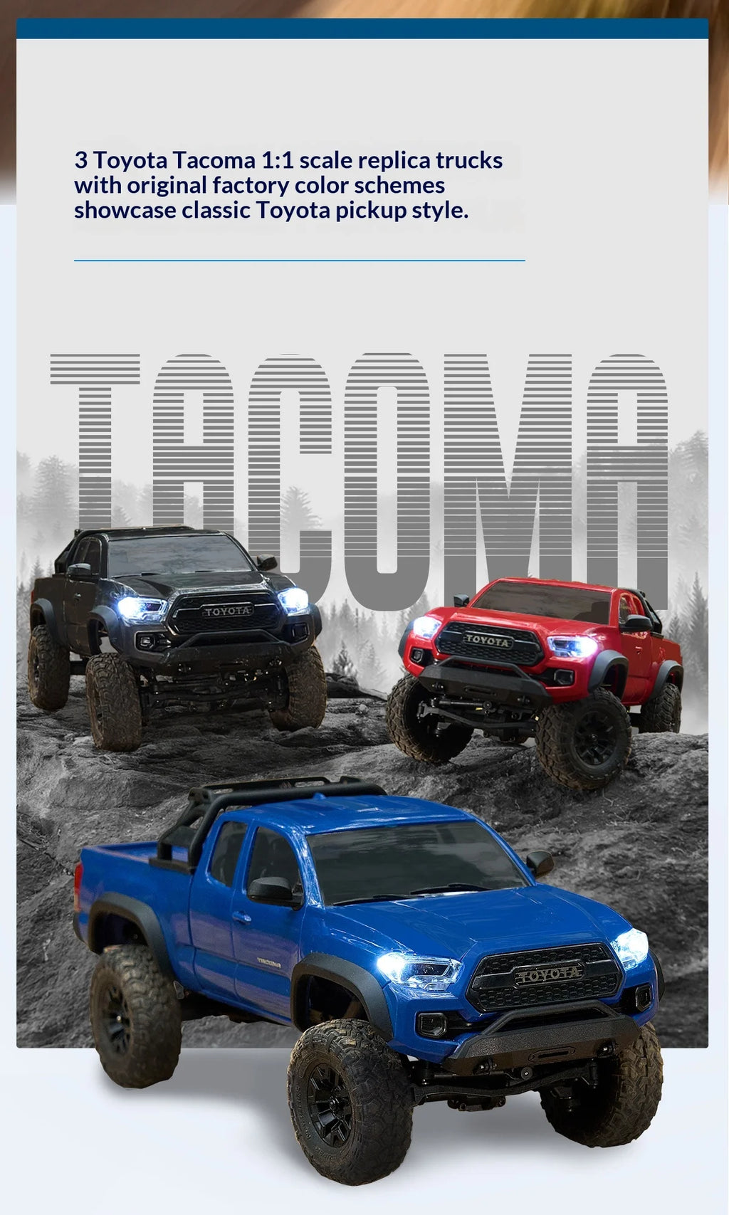 FMS 1/24 full-scale simulation model of  TACOMA remote control car RC ABS shell two-speed remote control toy car