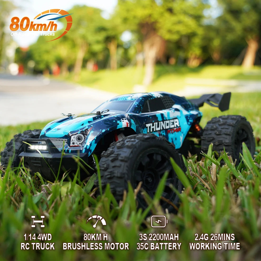 JIUSI 1:14 High Speed Rc Off-road Car 4WD 80KM/H Brushless motor 3S Remote Control Drift Racing Cars Toys For Childrens Gift