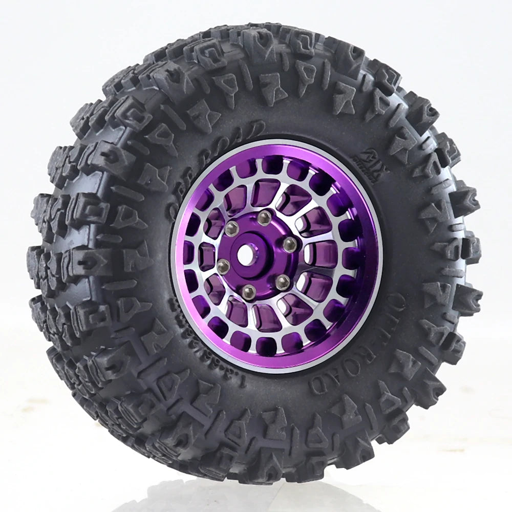 Ajrc Aluminum Alloy 1.3 Inch Beadlock Wheel Rim Tire For 1/24 Fms24 Axial Scx24 1/18 Traxxas Trx4m Trx4-m Rc Crawler Car Tire