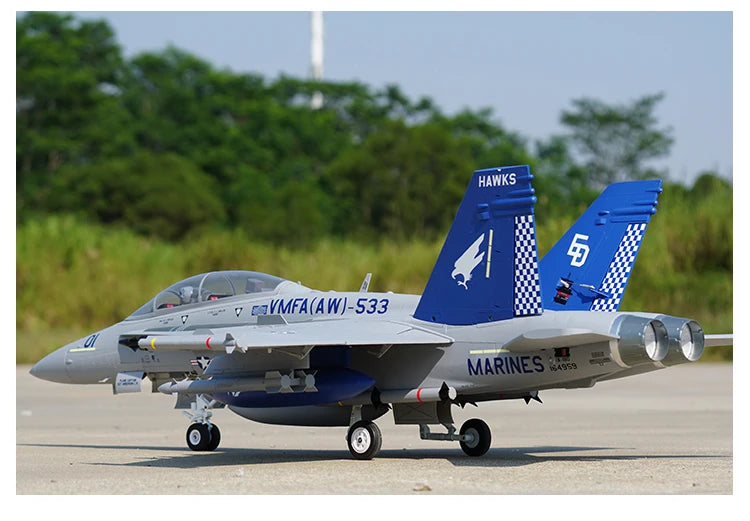 FMSRC RC Airplane 80mm Ducted Fan EDF Jet F18 F-18 Hornet 6CH with Flaps Retracts 6S Hobby Model Plane Aircraft Avion