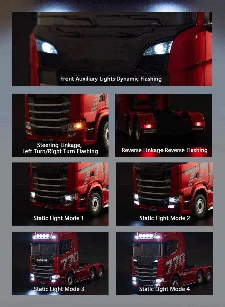 Huina 2025 new model 1501+1502 Scania 770s RC heavy-duty truck trailer model tractor high-end toy children's adult gift
