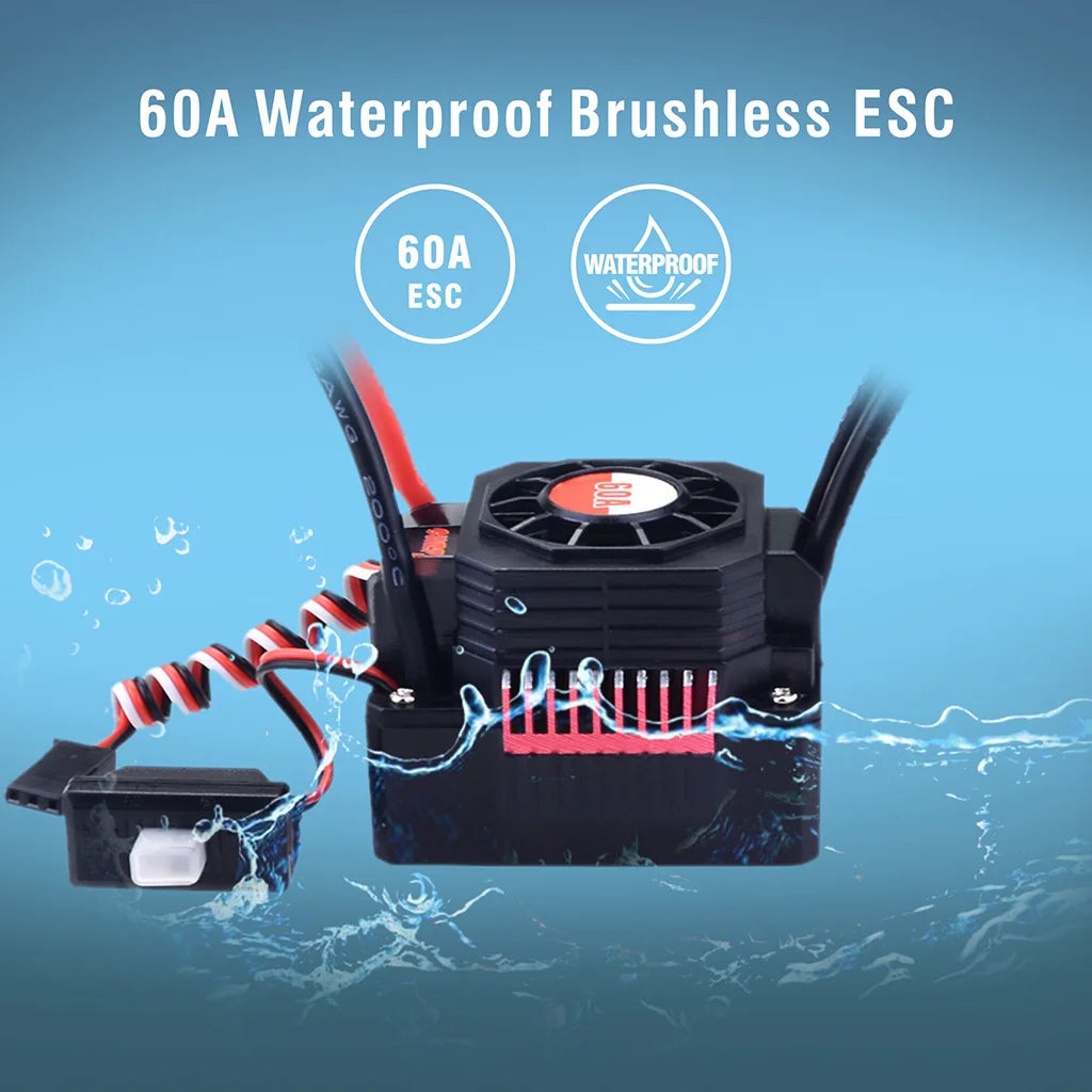 Surpass Hobby KK 3650 Combo Waterproof Brushless Motor 7700/6900/4500/3600/3100KV 3.175mm Shaft w/ 60A/120A ESC for 1/10 RC Car