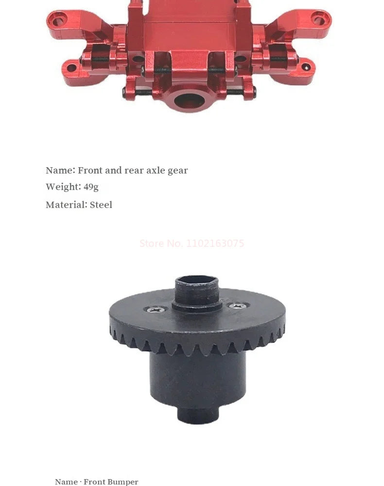 HB 1/10 ZP1001-ZP1007 RC Car Upgrade Metal Front Rear Bumper Shock Absorber Steering Cup Gear Steering Gear Arm Spare Parts