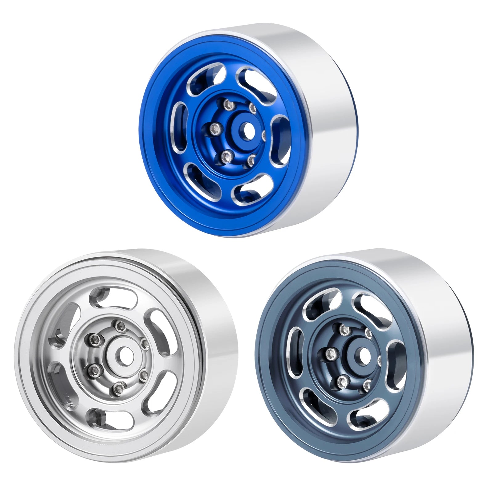 AXSPEED 4PCS CNC Aluminium 1.3inch Beadlock Wheel Rim Wheel Hub for TRX4M Axial SCX24 FMS FCX24 1/18 1/24 RC Crawler Car