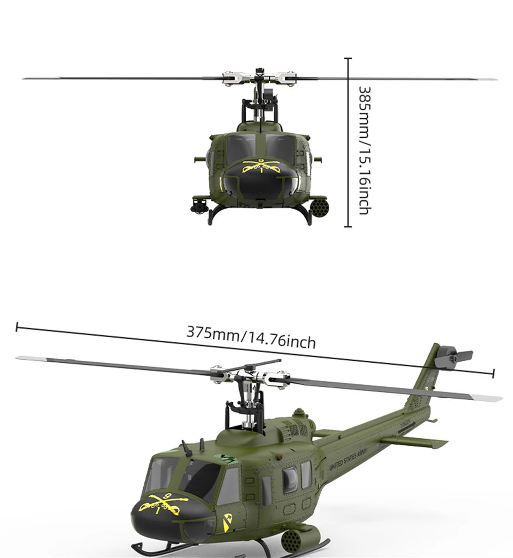 Eachine E190 PRO UH-1 6-Channel RC Helicopter Brushless Motor GPS Hold Altitude Scale Military Green Sealed Box