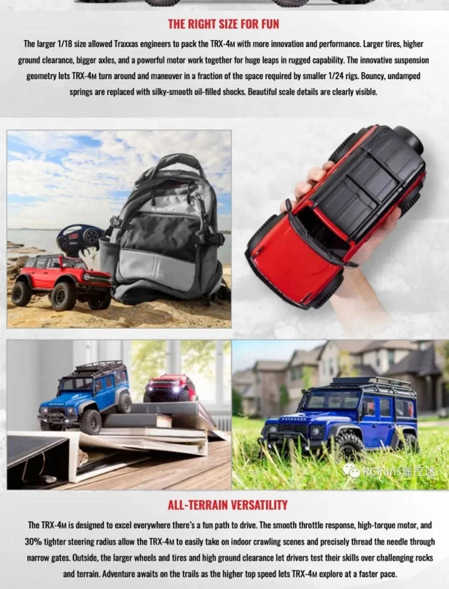 Traxxas TRX4M 1/18 Scale RC Crawler Electric Remote Control Land Rover Defender Bronco Off Road Vehicle Model 97054-1