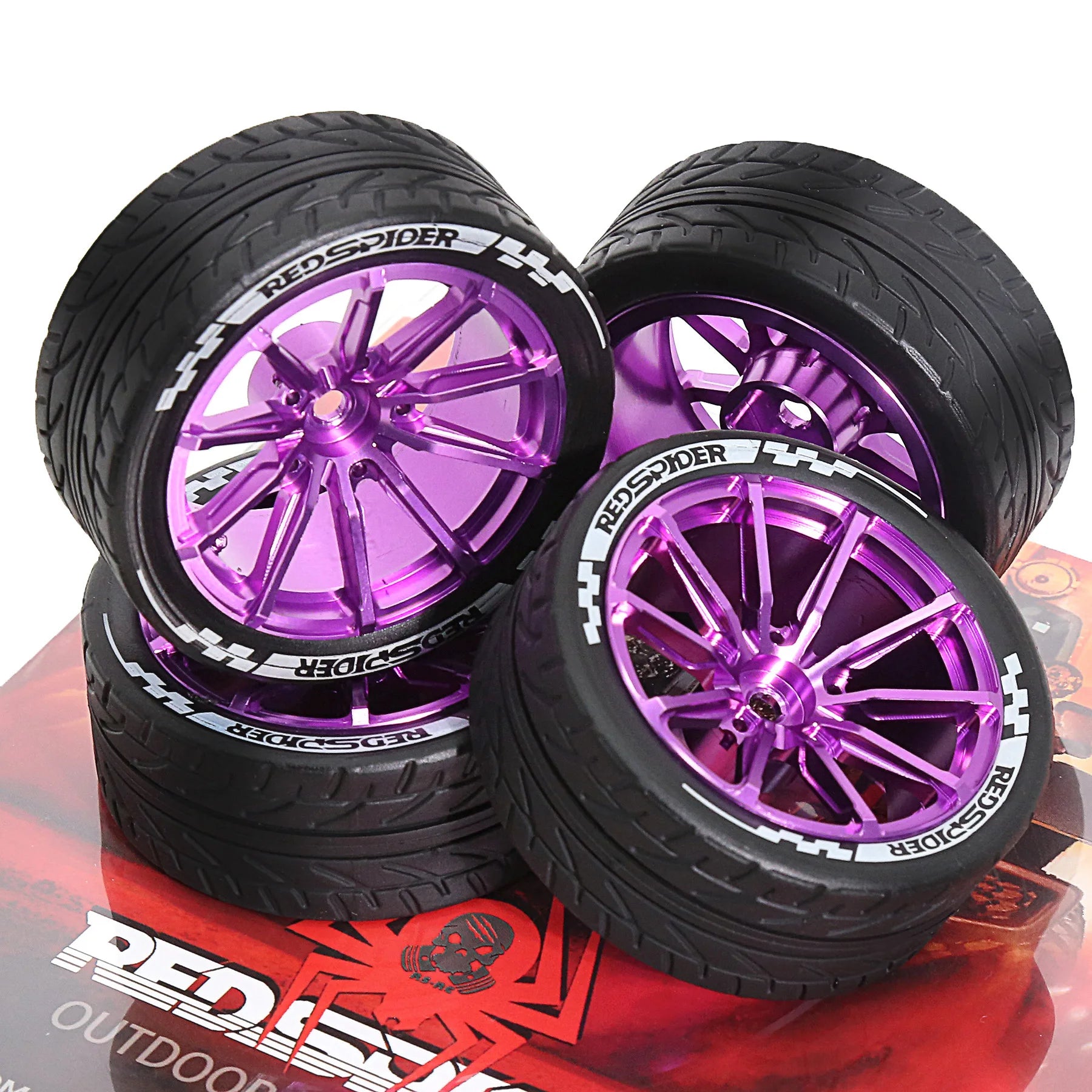 1/10 Metal RC On-Road Wheel Tires 2.55" OD 12mm Hex for 1/10 Tamiya TT01 TT02 XV02 XV01 WLtoys HSP Kyosho WR8 RedCat Sakura HPI