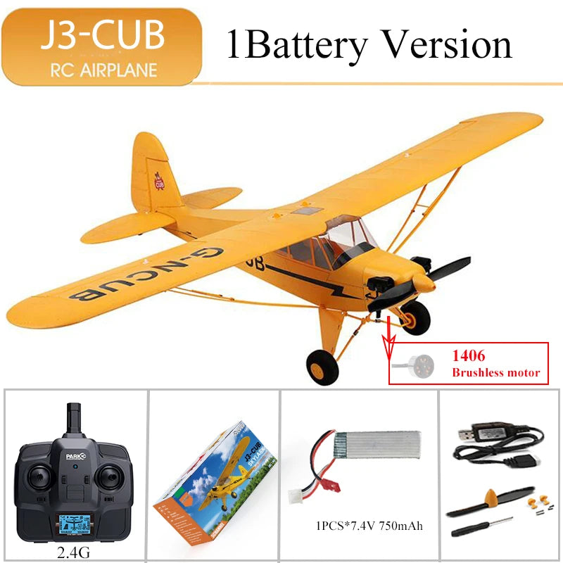 2024 RC Airplane WLtoys A160 Upgrade J3-CUB 5CH Remote Control Plane 3D/6G 1406 Brushless Motor Outdoor Foam Fixed-wing aircraft