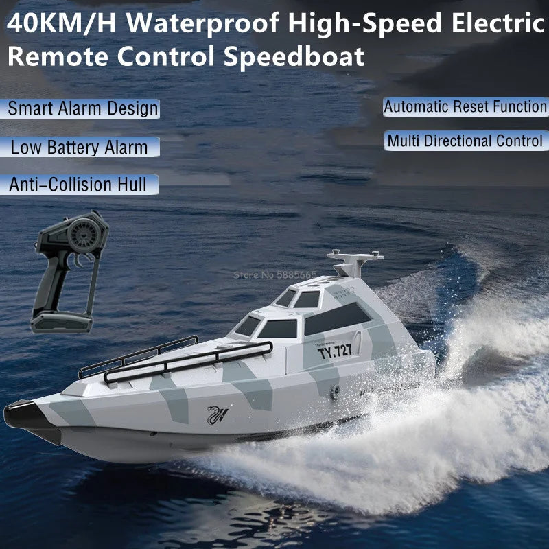 Summer 40KM/H High-Speed RC SpeedBoat Boat Model 200M Waterproof Capsized Reset Low Battery Alarm Electric Remote Control Boat