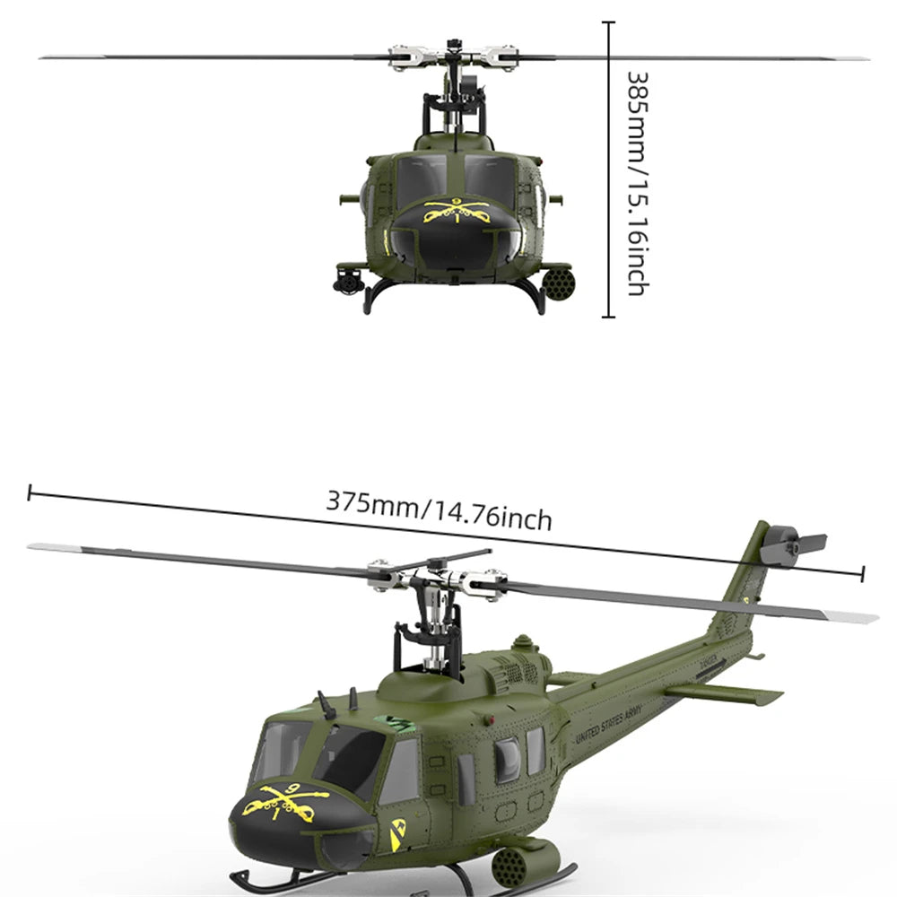 Eachine E190 PRO UH-1 6-Channel RC Helicopter Brushless Motor GPS Hold Altitude Scale Military Green Sealed Box