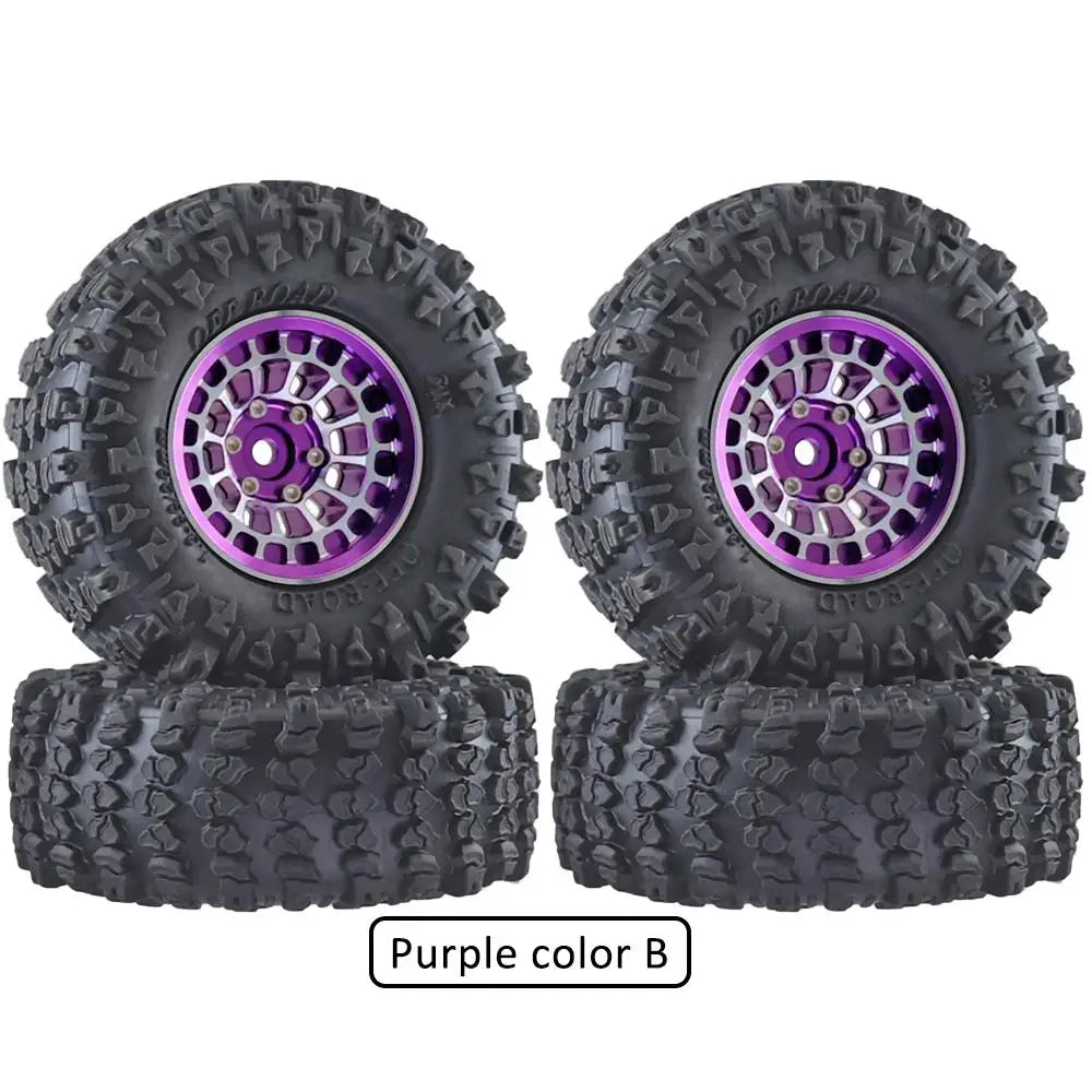 Ajrc Aluminum Alloy 1.3 Inch Beadlock Wheel Rim Tire For 1/24 Fms24 Axial Scx24 1/18 Traxxas Trx4m Trx4-m Rc Crawler Car Tire