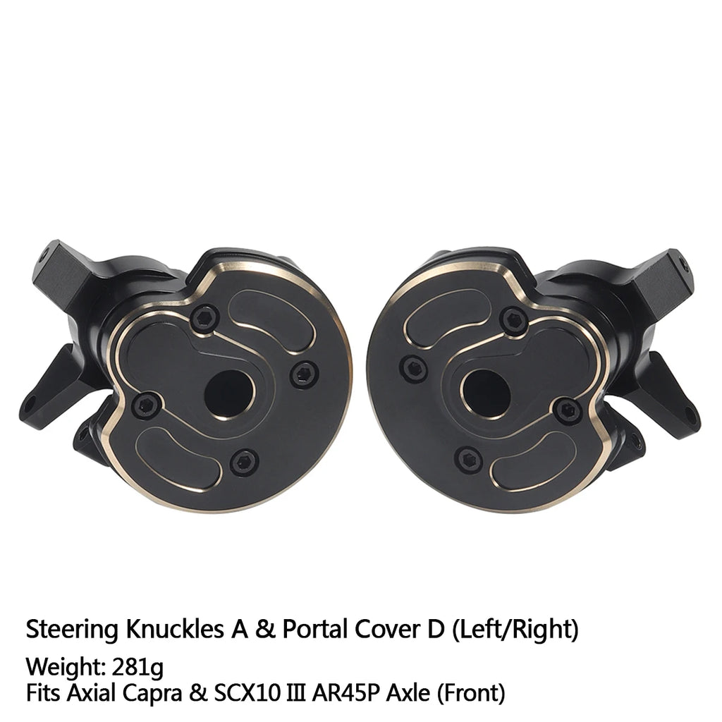 Black Brass Weights Steering Knuckles Portal Cover Set for Axial Capra SCX10 III AR45P SuperShafty CP44 Vanquish F9 Axle Housing