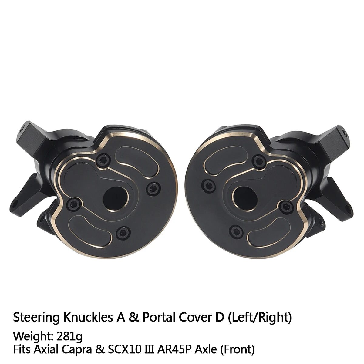 Black Brass Weights Steering Knuckles Portal Cover Set for Axial Capra SCX10 III AR45P SuperShafty CP44 Vanquish F9 Axle Housing