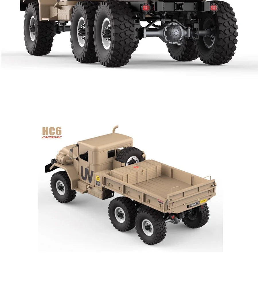 CROSS HC6 M35 Style 6X6 RC Car Military Truck Electric Remote Control Hard Shell Off Road Rock Crawler Dual Speed Model Vehicle
