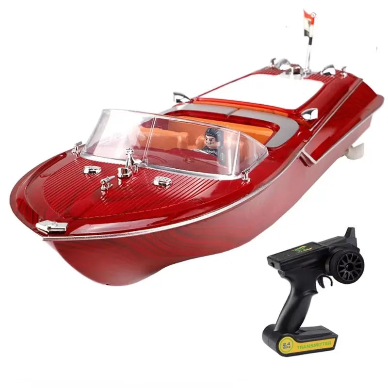 Remote Control Boat Retro Speed Boat High Horsepower Electric Yacht Cruise Model Racing Boat Boy Water Classic Toy