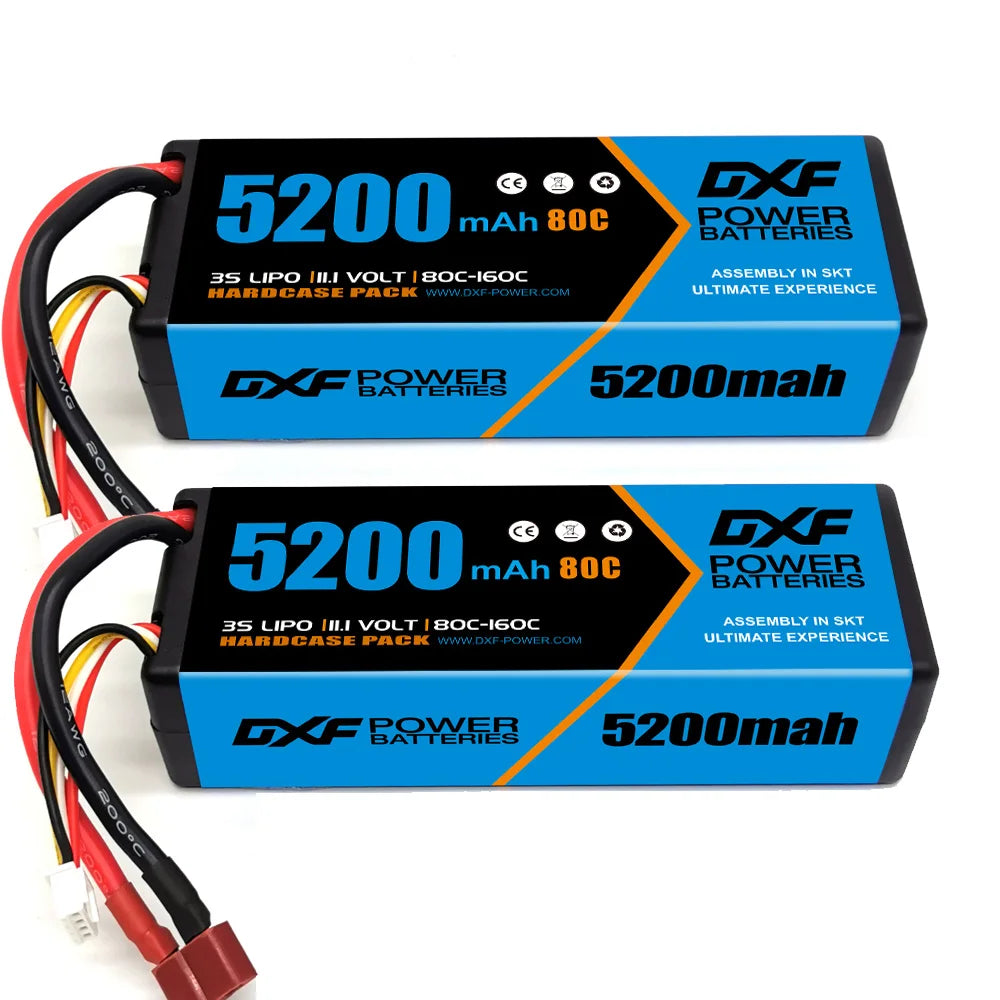 2PCS DXF battery 3S Lipo 11.1V 11.4V 5200mah 6200mah 7200mah 8000mah 9200mah 6750mah 80C 100C 130C with EC5 XT90 T for RC Car