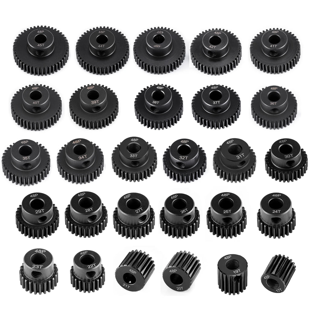 TRINOOD Steel 48P Motor Gear Pinion 17-45T for 5mm Shaft 1/10 1/8 1/6 1/5 RC Buggy Monster Truck Drift Car Off-Road Crawler Part