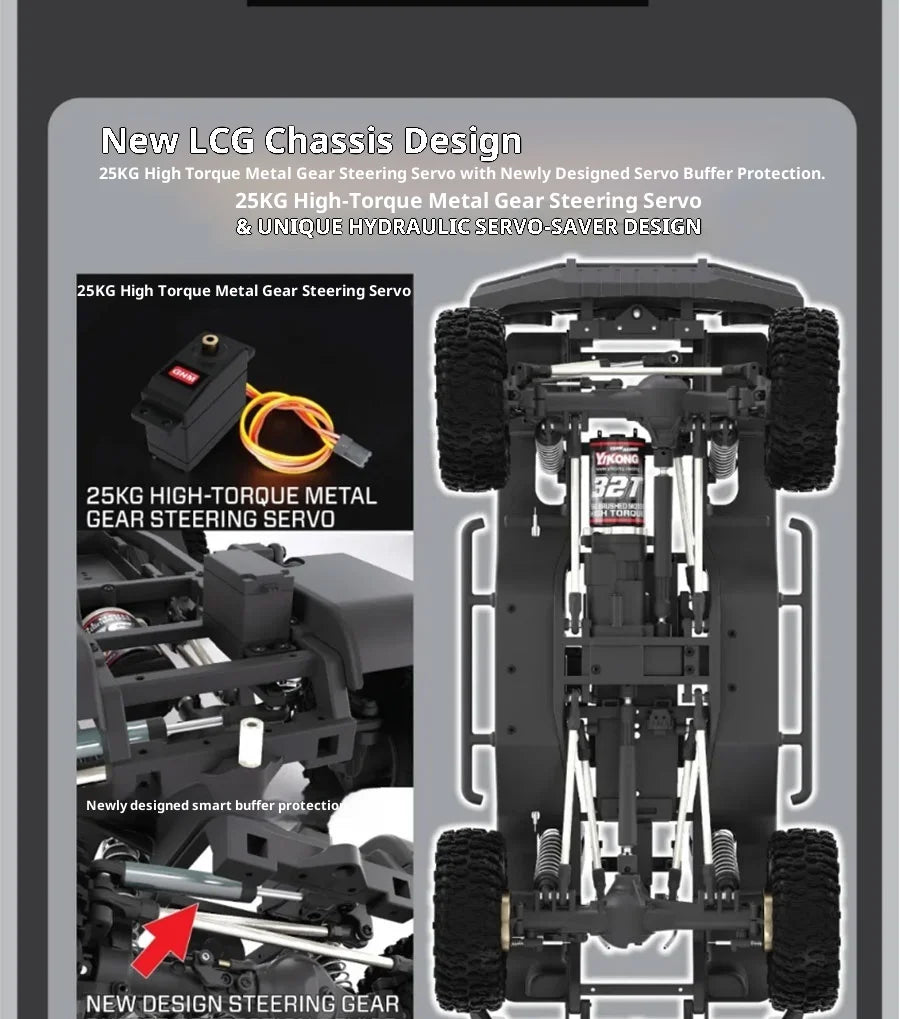 YK4107 Pro Brushless 1/10 Simulation Patrol RC Remote Control Brushless 4WD Differential Lock Climbing Car Off-road Vehicle Gift