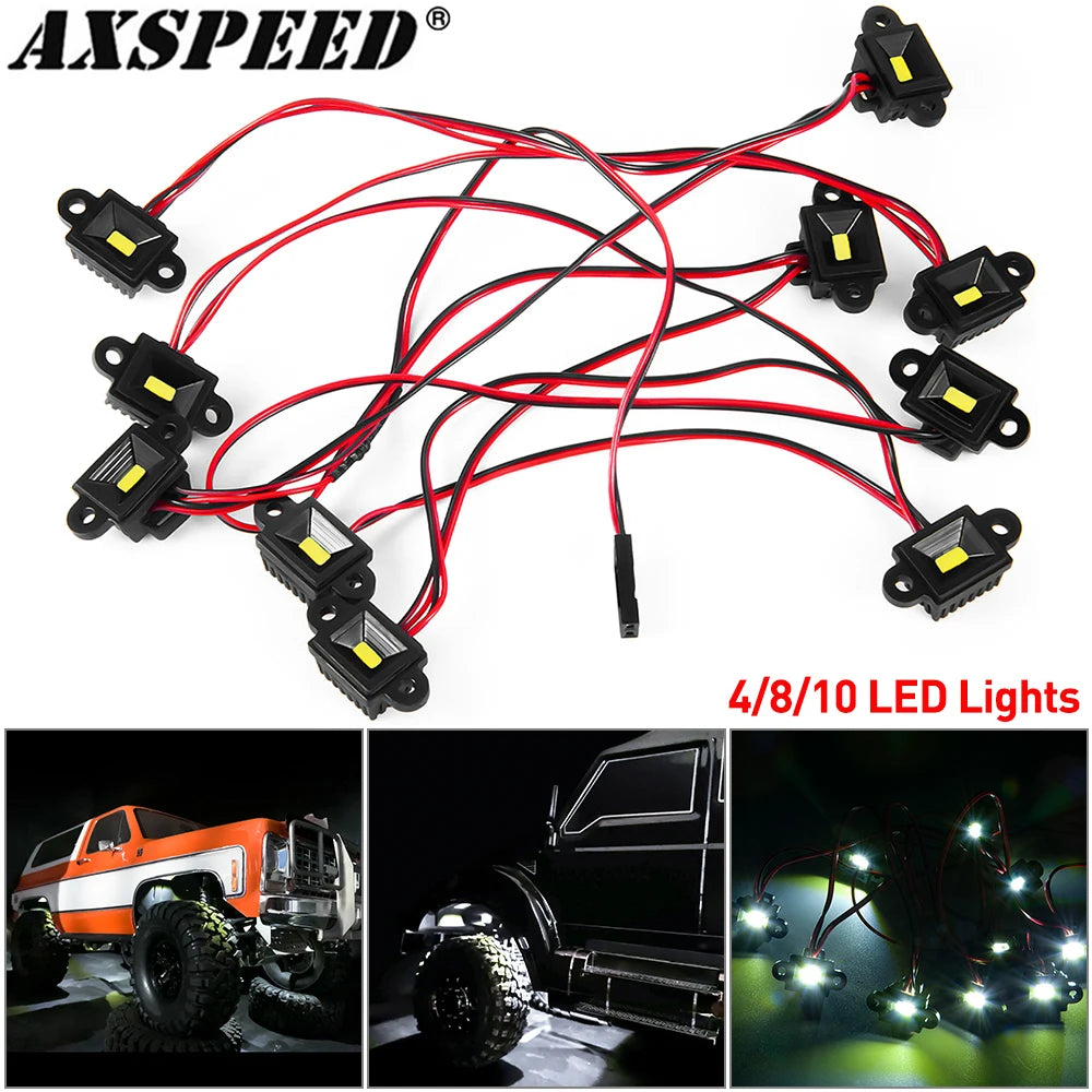 AXSPEED Wheel Eyebrow Light Wheel Arch Lamp Chassis LED Lights for 1/10 RC Crawler TRX4 TRX6 G63 TRX-6 T6 Climbing Flat Car
