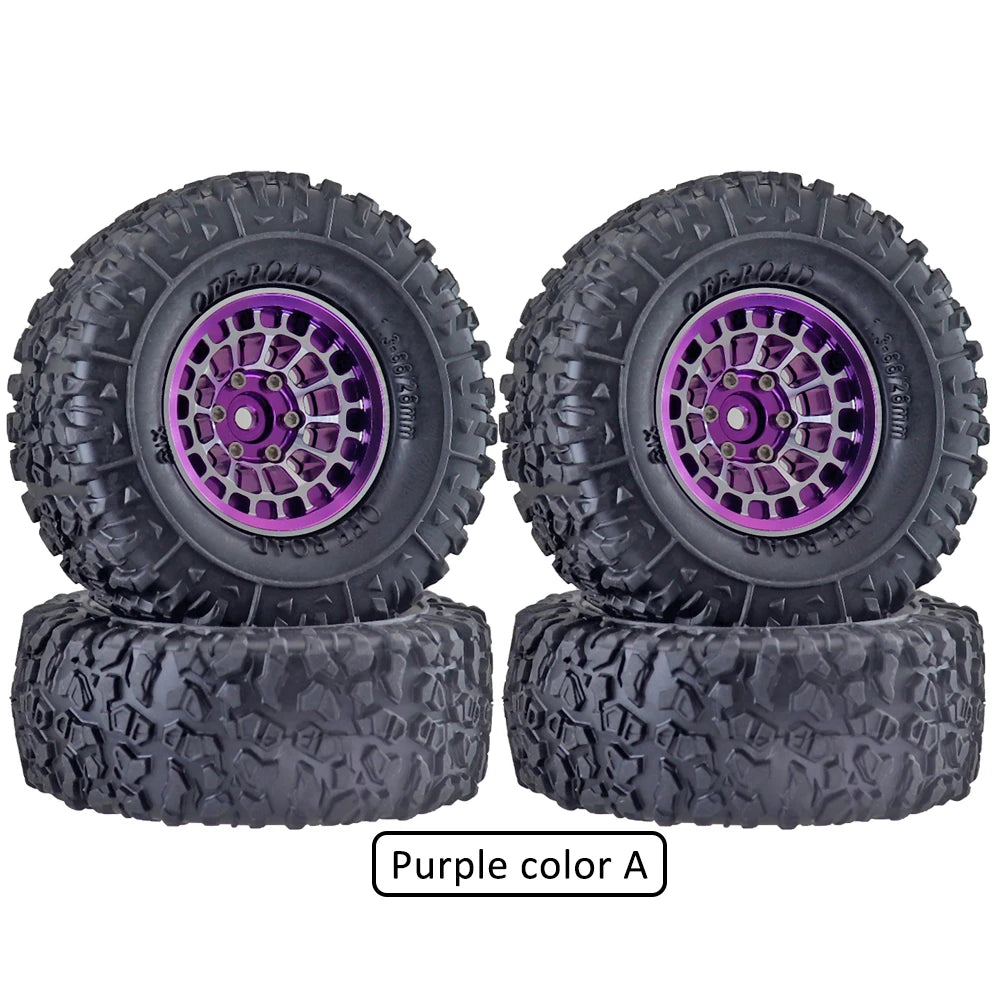 Ajrc Aluminum Alloy 1.3 Inch Beadlock Wheel Rim Tire For 1/24 Fms24 Axial Scx24 1/18 Traxxas Trx4m Trx4-m Rc Crawler Car Tire
