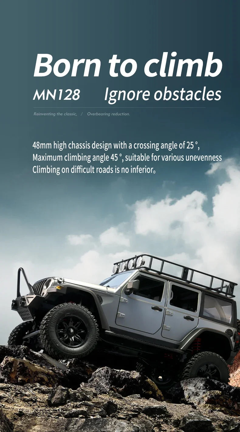 MN MODEL MN128 RC Crawler 4x4 Car 2.4G Climbing Buggy Professional with LED Light Full Scale Remote Control Cars
