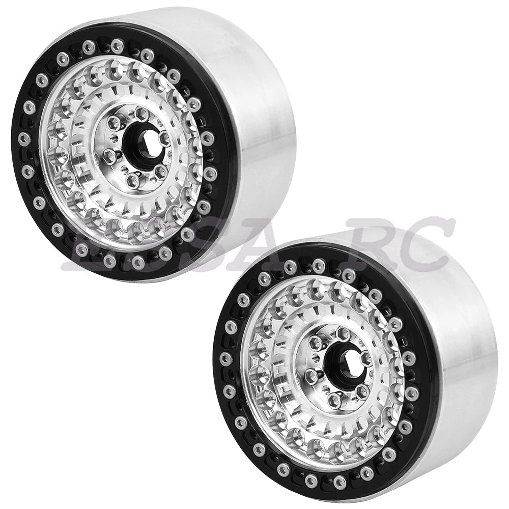2/4Pcs 2.2 Inch Metal Alloy Beadlock Wheel Hub Rim Rims Aluminum Alloy for TRX4 TRX6 Axial SCX10 III  1/10 RC Crawler