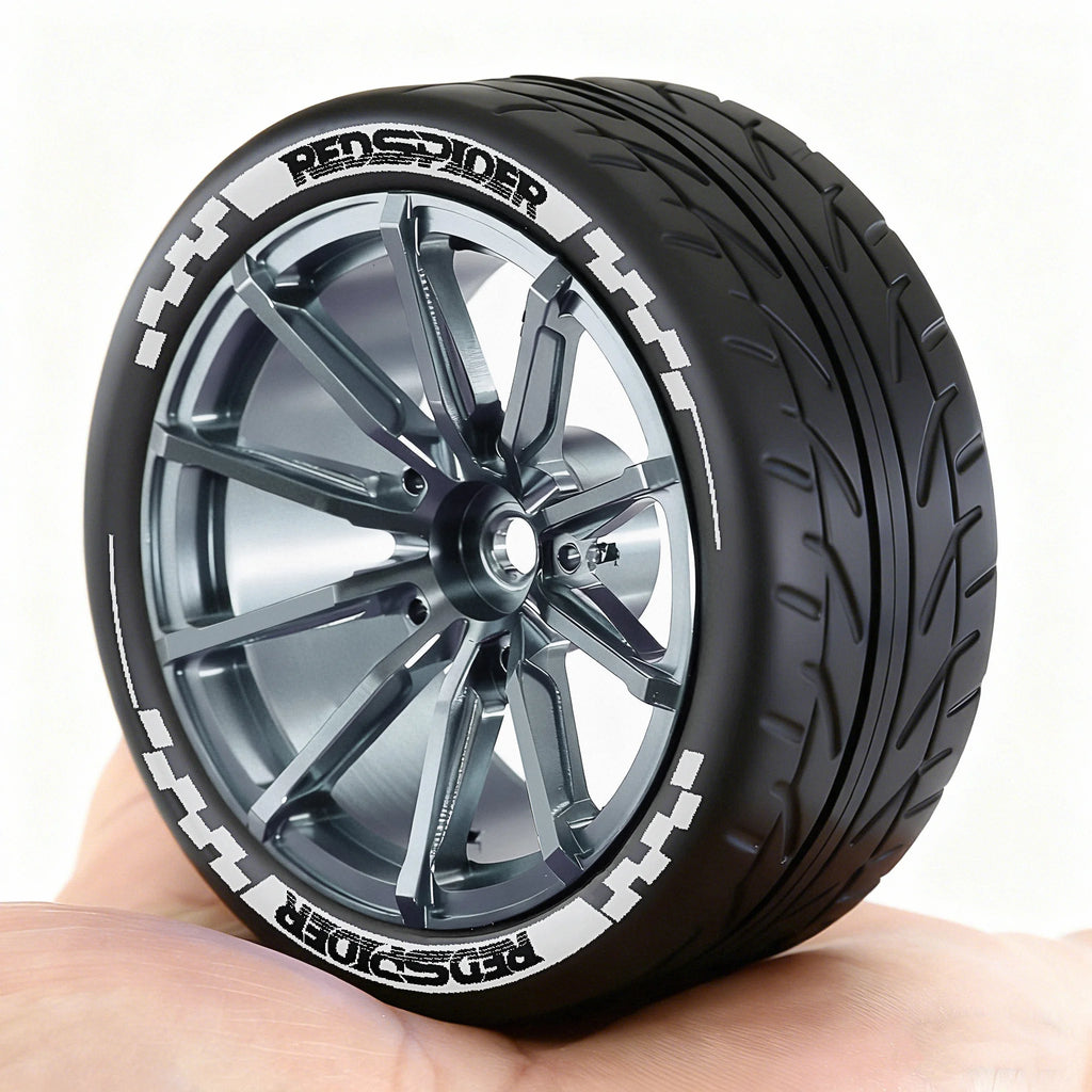 1/10 Metal RC On-Road Wheel Tires 2.55" OD 12mm Hex for 1/10 Tamiya TT01 TT02 XV02 XV01 WLtoys HSP Kyosho WR8 RedCat Sakura HPI